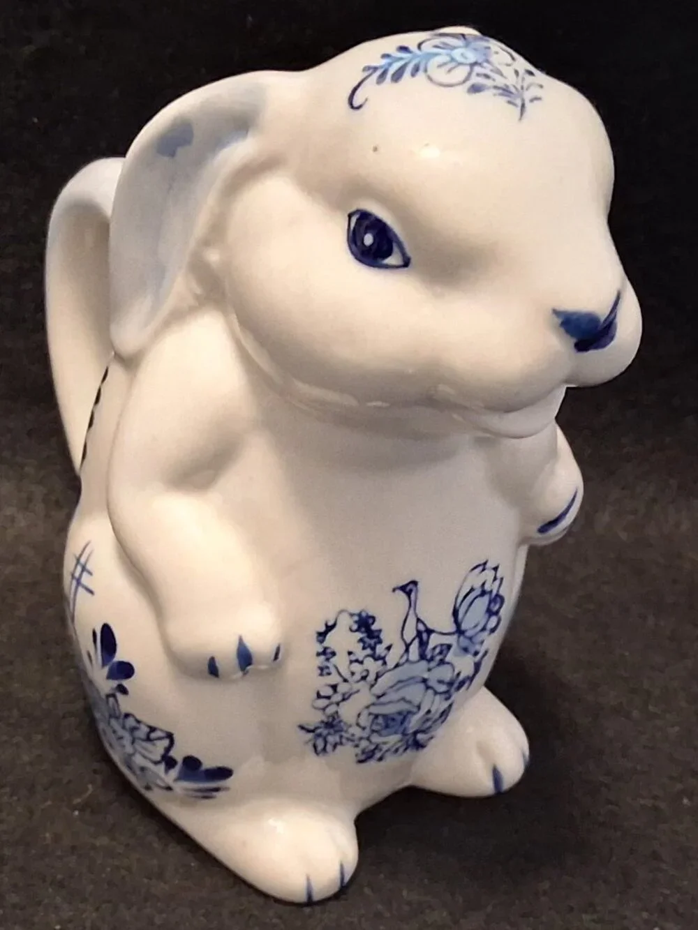 Vintage Delft Blue & White Bunny Rabbit Creamer Figurine w/Dutch Windmill Image - Picture 3 of 10